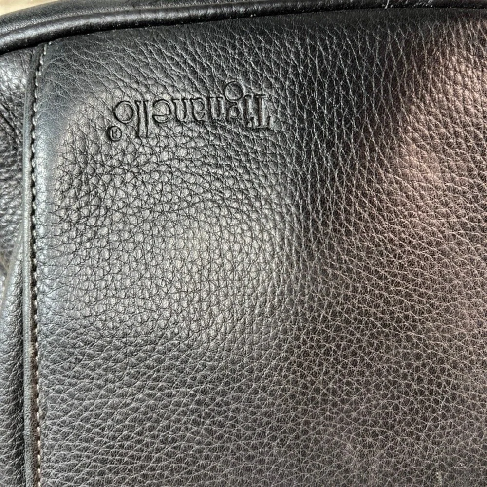 Tignanello Black Pebbled Leather Mini Backpack Organizer Bag Multi Pocket
